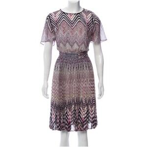Karen Millen Abstract Chevron Pleated Dress Size 8